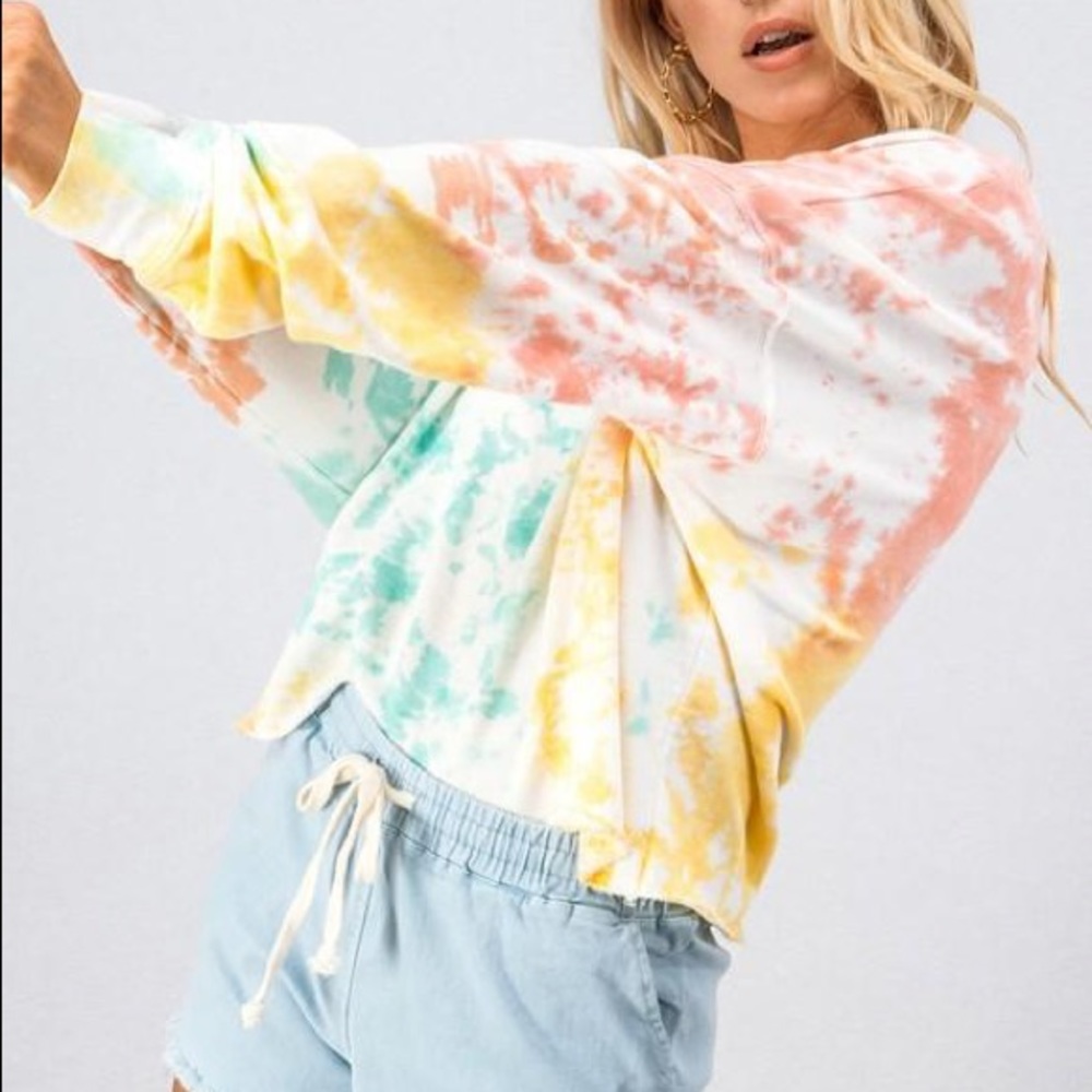 Shoulder Drop Tie Dye Hoodie